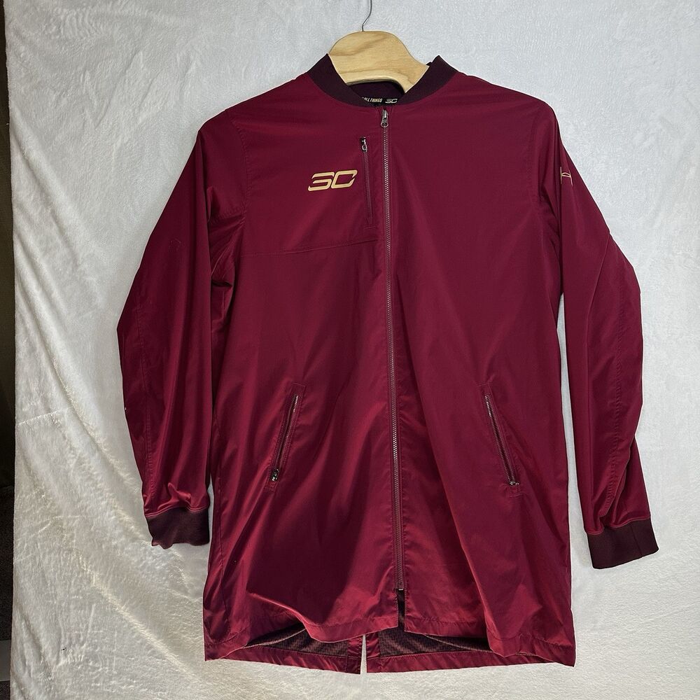 Under Armour Long Range Bomber Jacket Men's Size XXL‎ Black Currant Red SC30